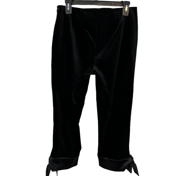 TARA JARMON Made in FRANCE Black Velvet Satin Trim Flat Front Pants Slacks sz 42 - Picture 11 of 16